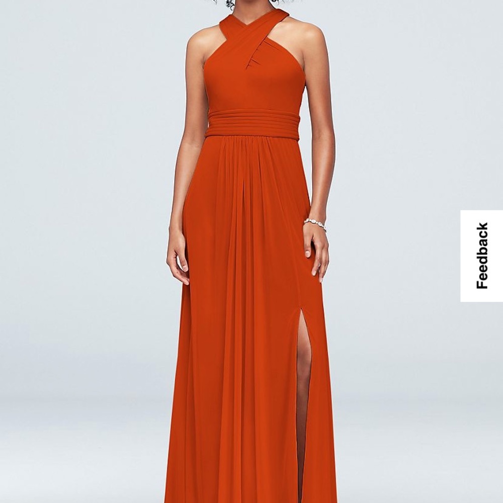 Crisscross High-Neck Mesh Bridesmaid Dress